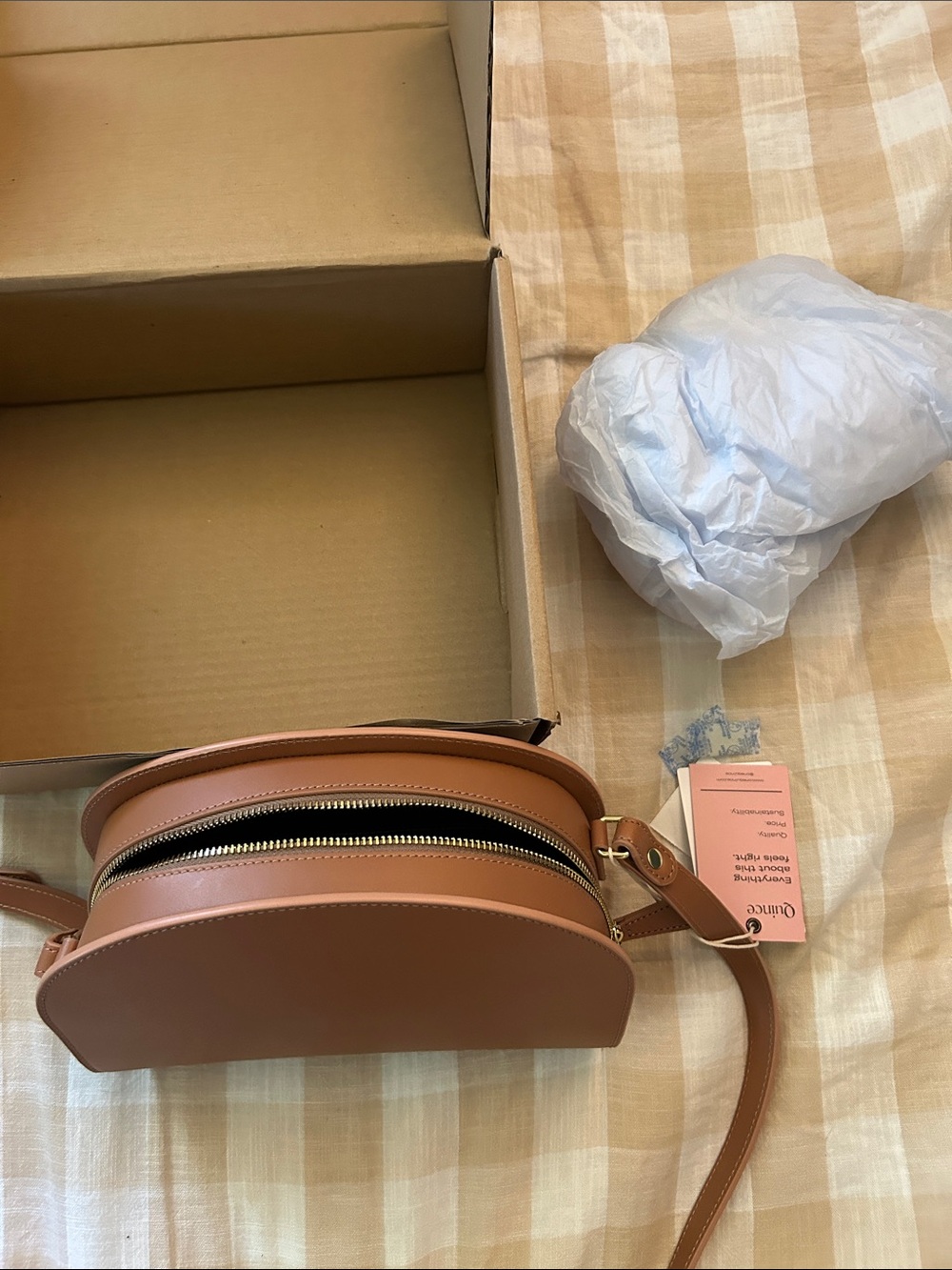 Quince Tan Half-Moon Crossbody Bag - Picture 6 of 6